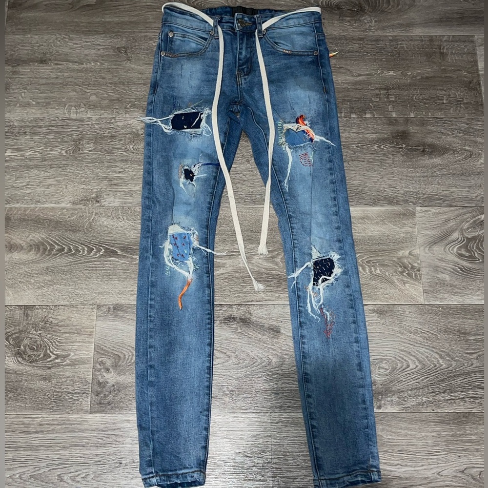 Thrt Distressed Patchwork Skinny Jeans - image 1